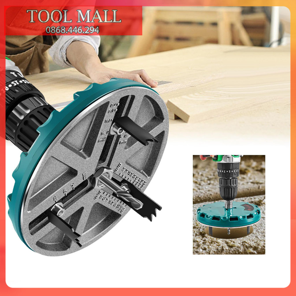Dụng cụ khoét lỗ điều chỉnh 45-130mm chuyên dụng khoét lỗ gỗ ,khoét lỗ thạch cao,khoét lỗ nhựa... gắn máy khoan