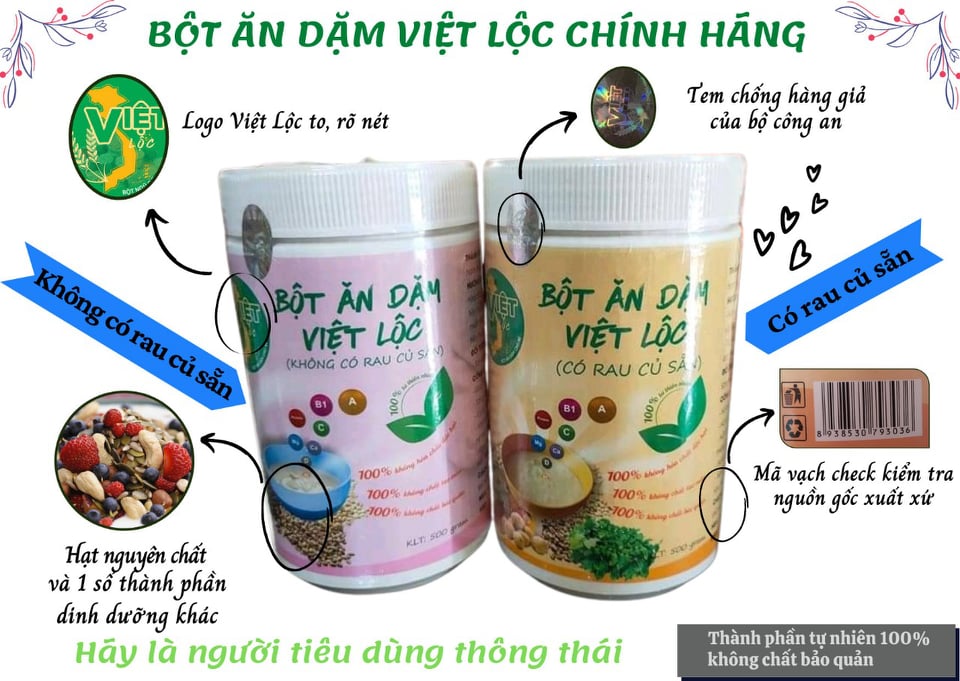 Bột ăn dặm Việt Lộc dành cho bé