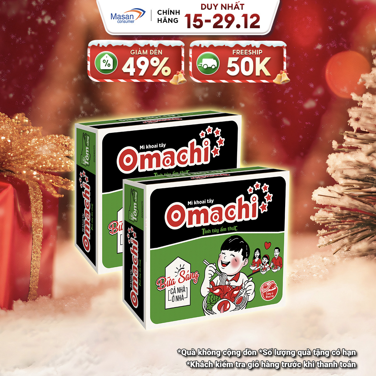  Combo 2 thùng Mì Khoai Tây Omachi Lẩu Tôm Càng - Thùng 30 Gói x 80g 