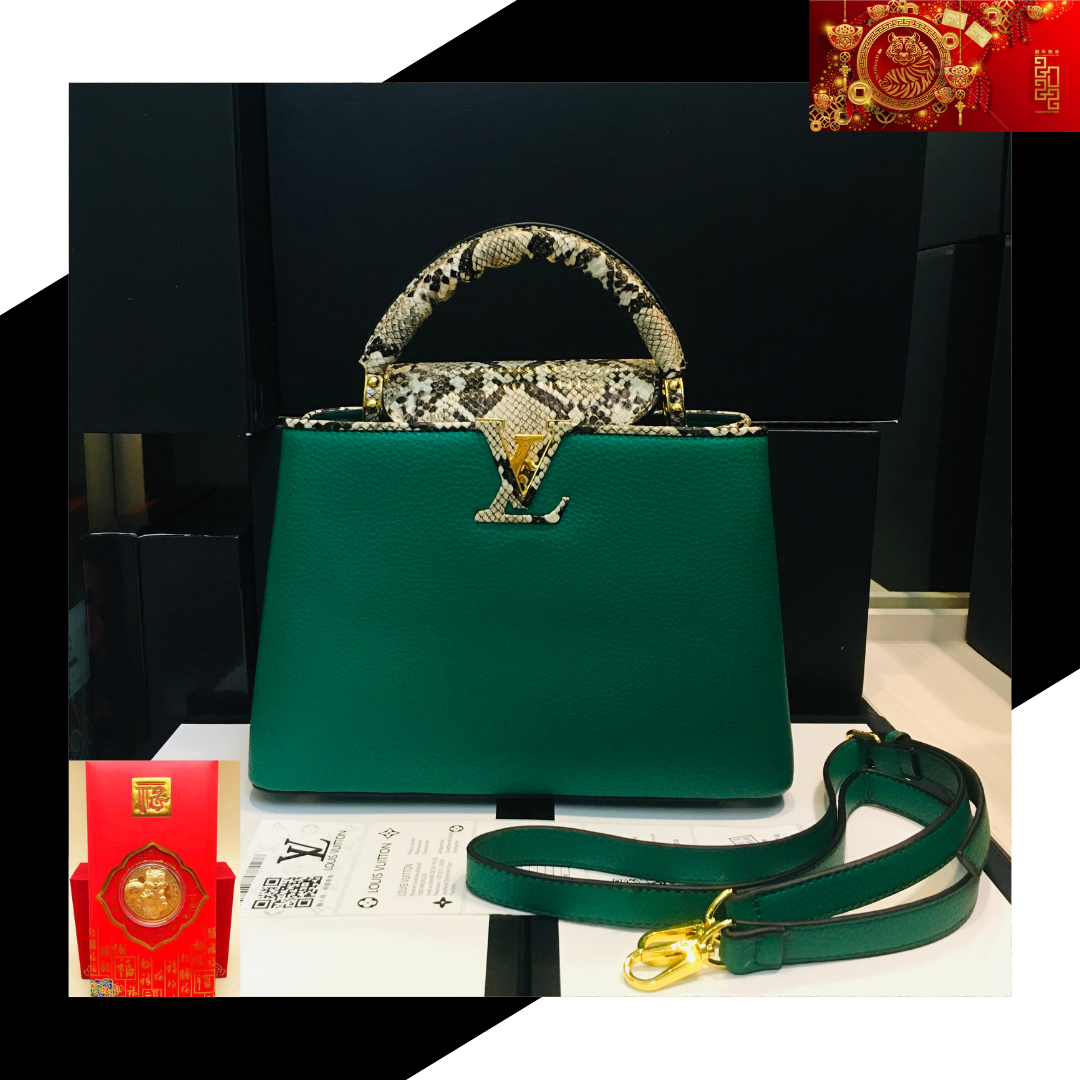 Túi xách l.v ca.pu 1:1 trendy vip luxury da bò phối da rắn nguyên seal - lì-xì tien mat cho đơn hàng 8.3 - sz 25x9x18cm