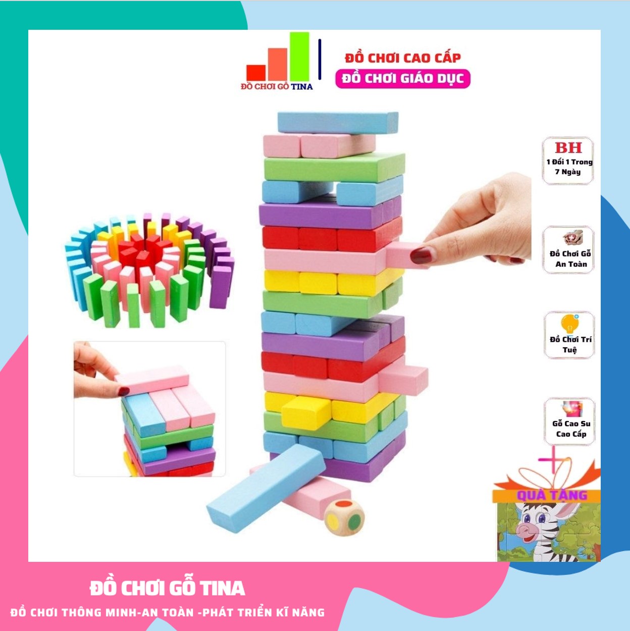 Rút Gỗ Màu Đồ Chơi Cho Bé TINA Hàng Cao Cấp VIVITOYS Loại To Màu Đẹp Giúp Bé Phát Triển Trí Tuệ Và Kĩ Năng Tập Trung Đồ Chơi Gỗ Phù Hợp Cho Bé Từ 2 Tuổi