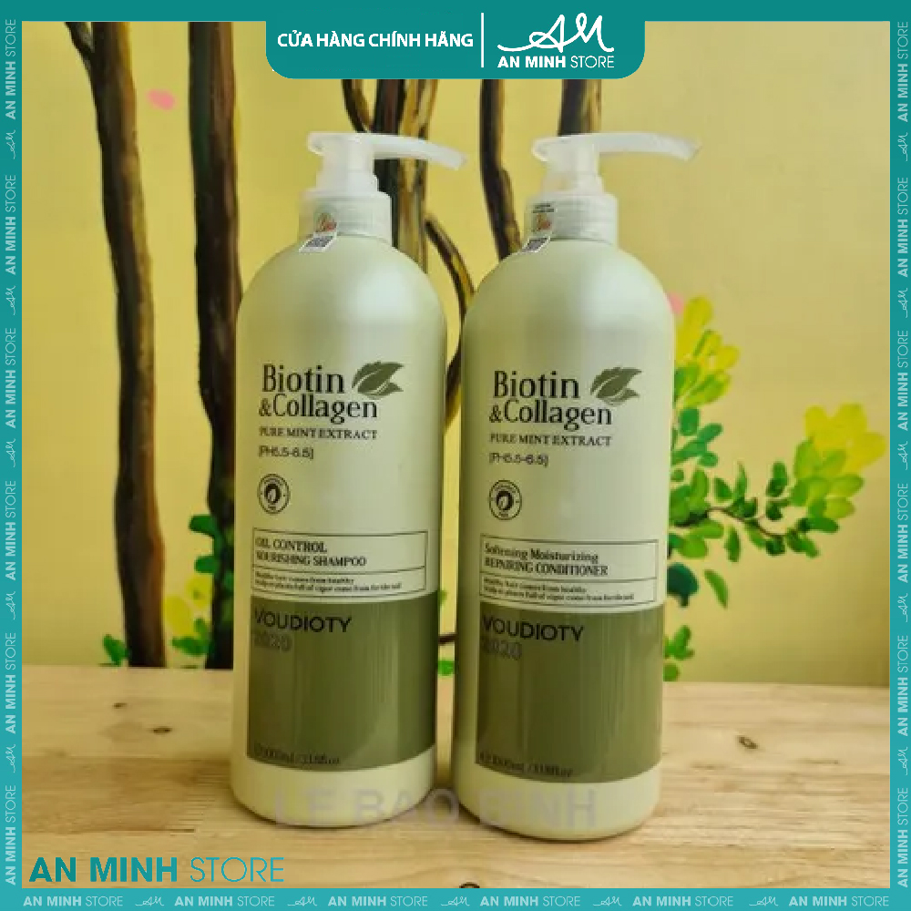Dầu gội xả biotin collagen voudioty 1000 ml | phục hồi kiềm dầu