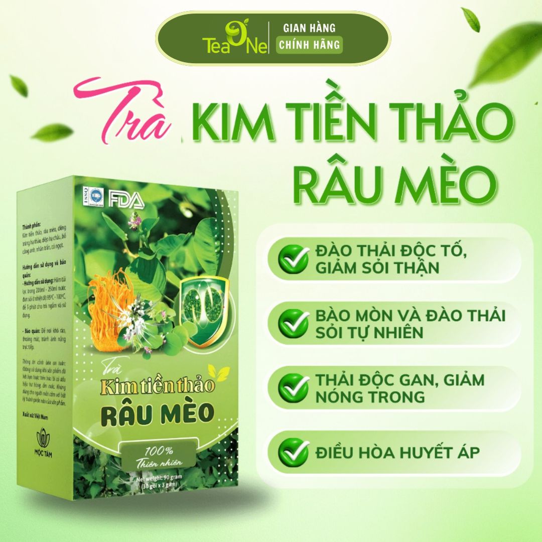 Trà Kim Tiền Thảo Râu Mèo Combo 3 Hộp Tặng 1 Bổ Thận Lợi Tiểu, Giảm Sỏi Thận, Thanh Nhiệt, Mát Gan