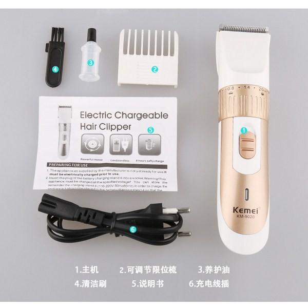 (SALE SỐC) TÔNG ĐƠ CẮT TÓC CAO CẤP -  TÔNG ĐƠ CẮT TÓC MINI KEMEI KM-9020 (TRẮNG SỨ PHỐI VÀNG) ,NHỎ GỌN, DỄ SỬ DỤNG VÀ THAO TÁC ĐƠN GIẢN, GIÚP BẠN CẮT TÓC CHO BÉ NHANH CHÓNG VÀ AN TOÀN.