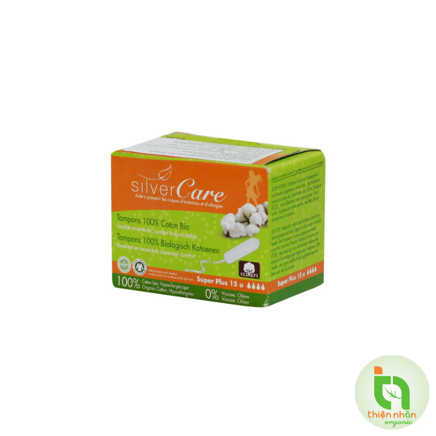Tampon hữu cơ 4 giọt Silvercare Super Plus 15 miếng