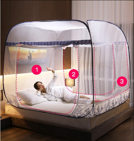 Mùng Màn chụp tự bung đỉnh rộng - Mùng chụp gấp gọn tiện dụng TIẾN ĐẠT có chân viền vải cao cấp