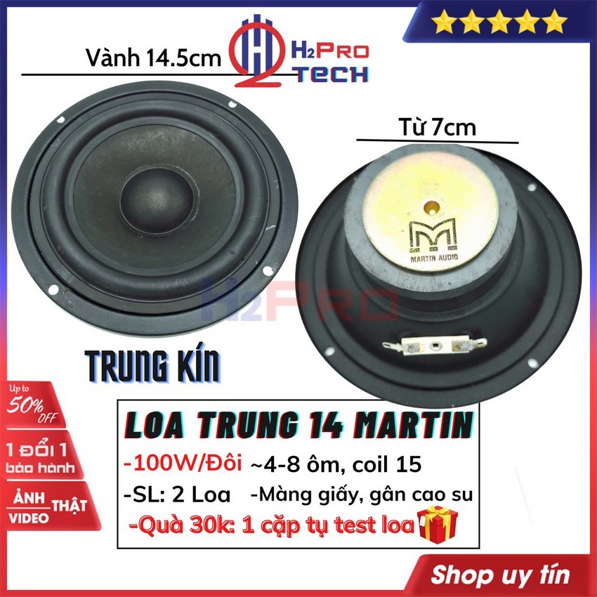 Đôi Củ Loa Trung 14, 2 Loa Mid 14 Martin Audio Cao Cấp, 100W-Từ 70-Coil 15, Trung Kín Lời Sáng Rõ, Tặng Tụ-H2Pro Tech