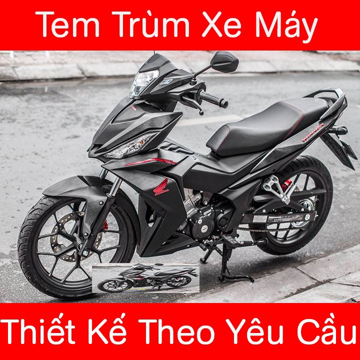 Tem trùm Winner đen nhám - Độ dán team trùm decal xe máy Winner đen nhám  - Team trùm decal xe máy Winner rẻ đẹp và chất