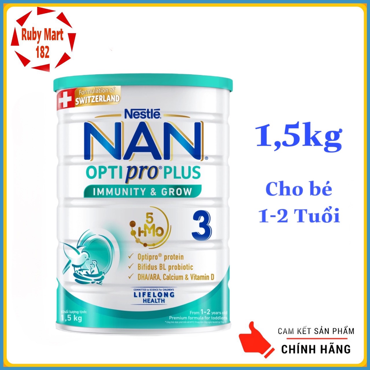 [Date 3.2025]Sữa Bột Nan Optipro số 3 lon 1.5kg Cho bé 1-2 tuổi