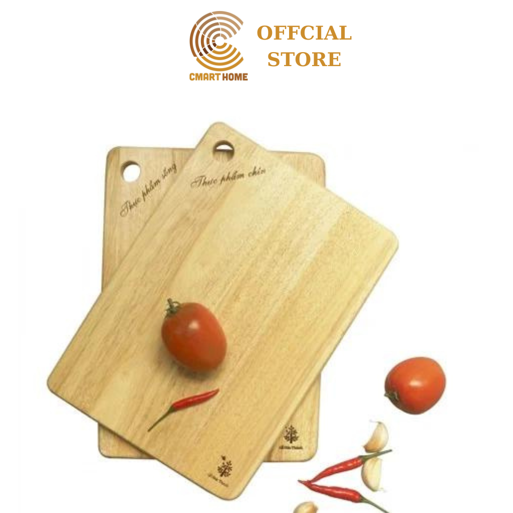 Bộ 2 Cái Thớt Gỗ Chữ Nhật Dùng Cho Thực Phẩm Sống Và Chín - Gỗ Cao Su Bền Đẹp Sang Trọng Cho Không Gian Bếp - Gỗ Đức Thành 05331