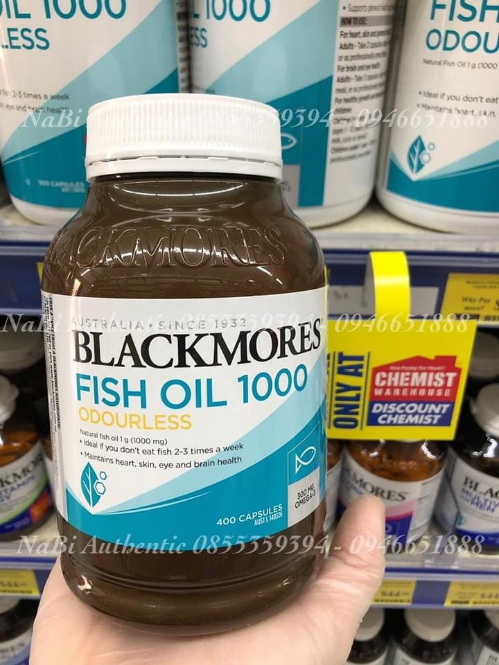 Dầu cá Blackmore - Blackmore fish oil 1000 Odourless, 400 viên