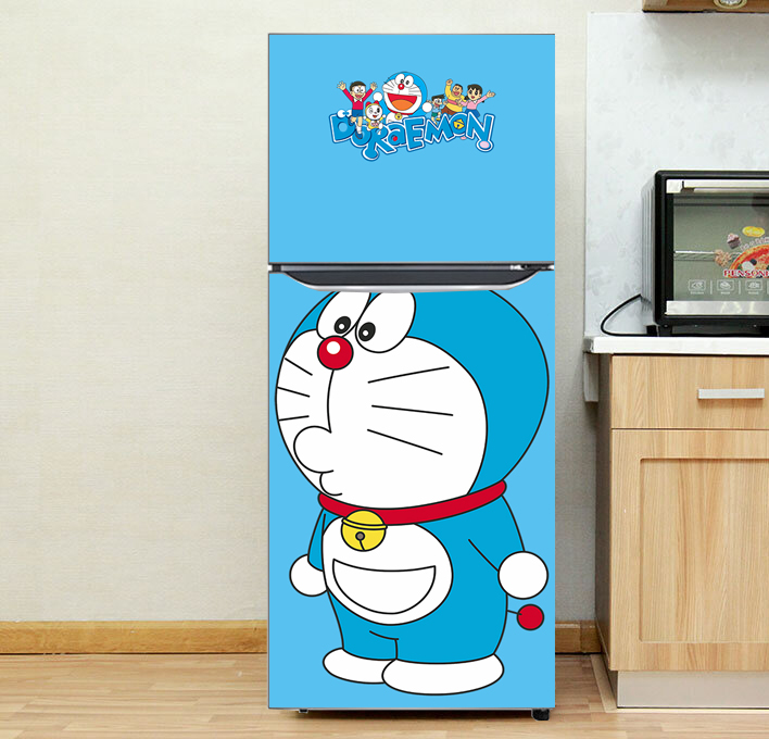 Giấy dán chuyên dụng trang trí tủ lạnh Mẫu Doremon 16- Chất liệu Decal Cao Cấp siêu bền phù hợp với mọi tủ lạnh