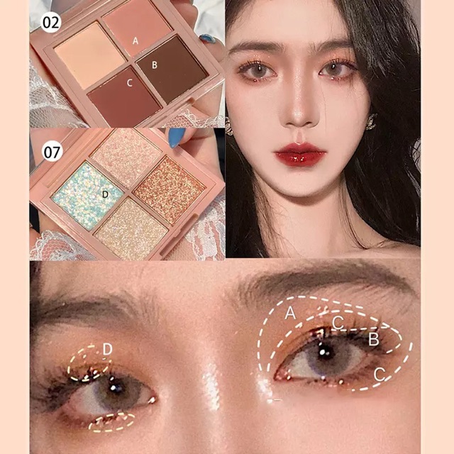 Bảng phấn mắt 4 ô dikalu siêu xinh