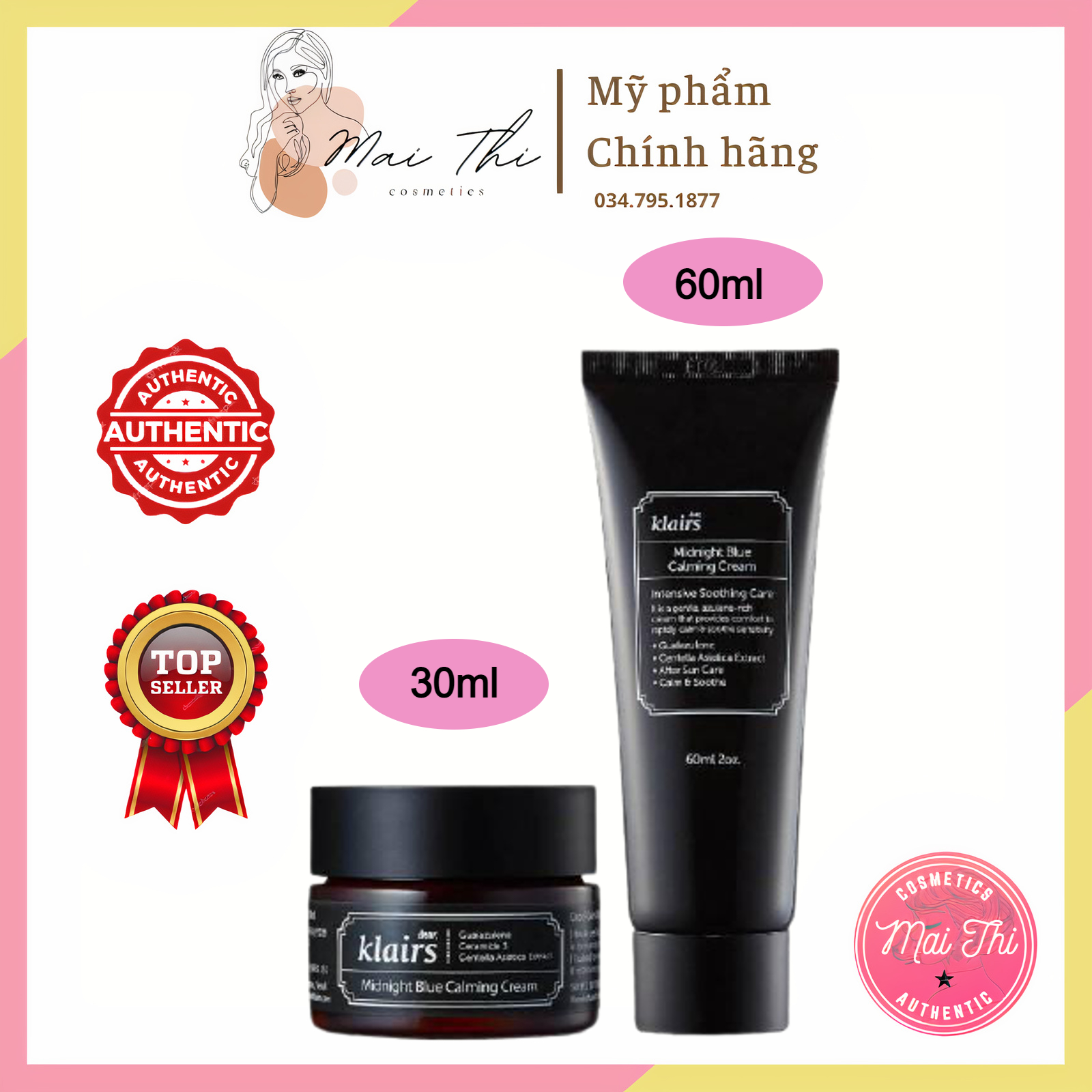 Kem dưỡng ẩm phục hồi da dear klairs midnight blue calming cream 30ml - 60ml