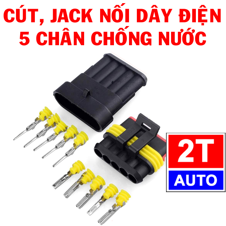 Đầu cút jack giắc nối dây điện 5 chân chống nước dùng cho xe máy xe hơi ô tô