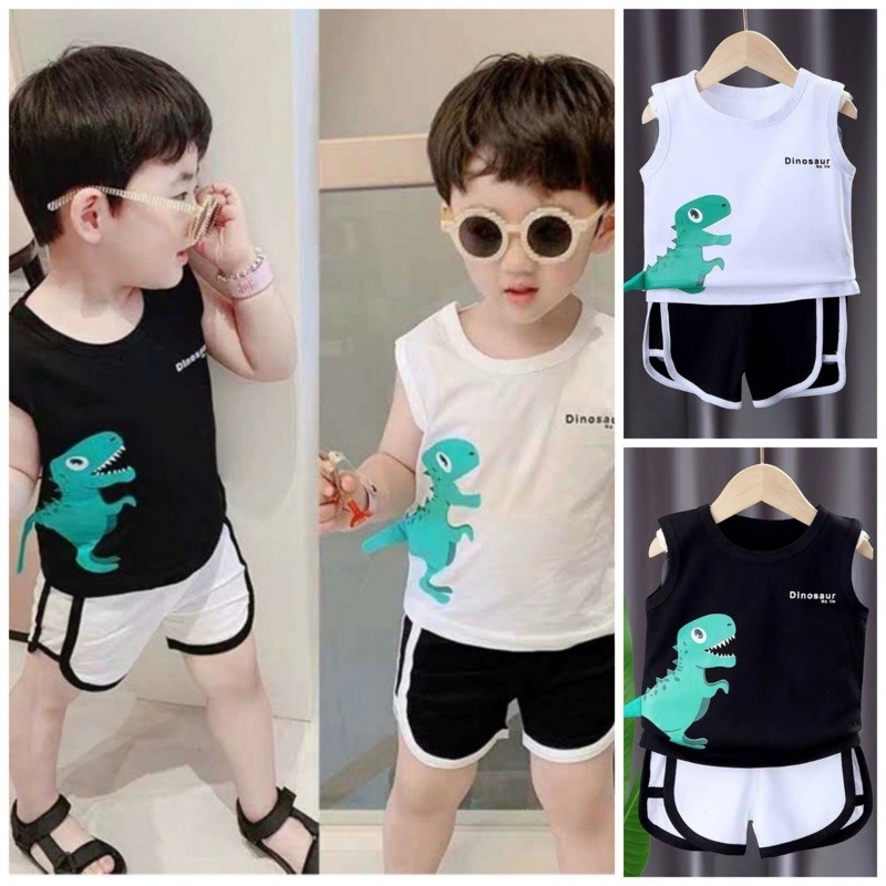 Freeship - mẫu mới - bộ ba lỗ dinosaur cho bé 8-18kg. xmhp