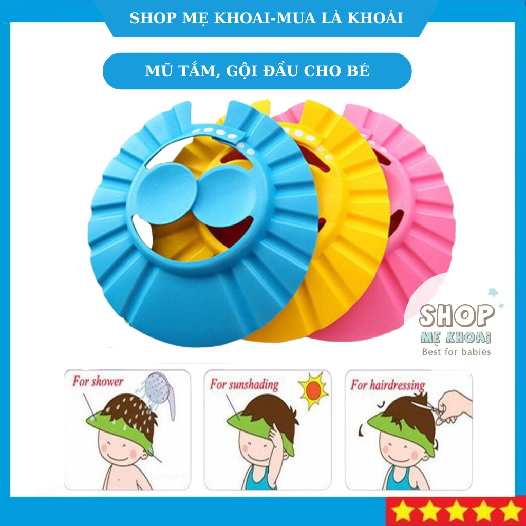 Mũ tắm dùng làm nón gội đầu làm nón cắt tóc cho bé-shop mẹ khoai
