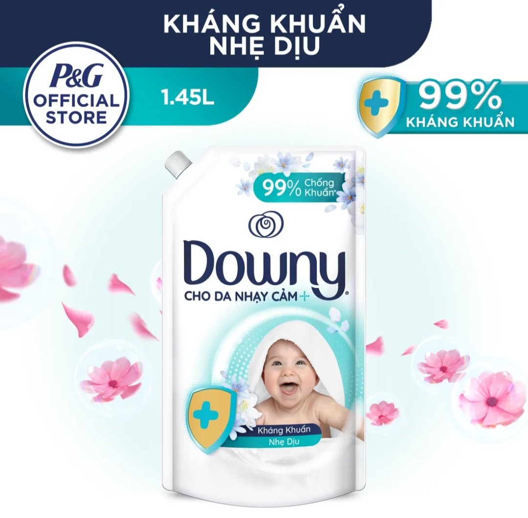 Nước Xả Vải Downy Kháng khuẩn nhẹ dịu Chai 1,45l Cho Da Nhạy Cảm