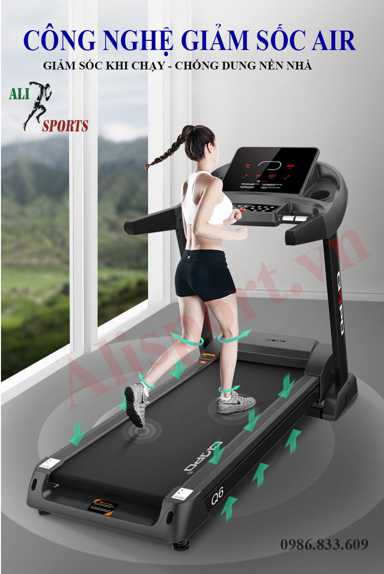 Máy chạy bộ, máy tập gym , máy chạy tập thể dục tại nhà CIAPO Q6, máy chạy bộ có nâng dốc
