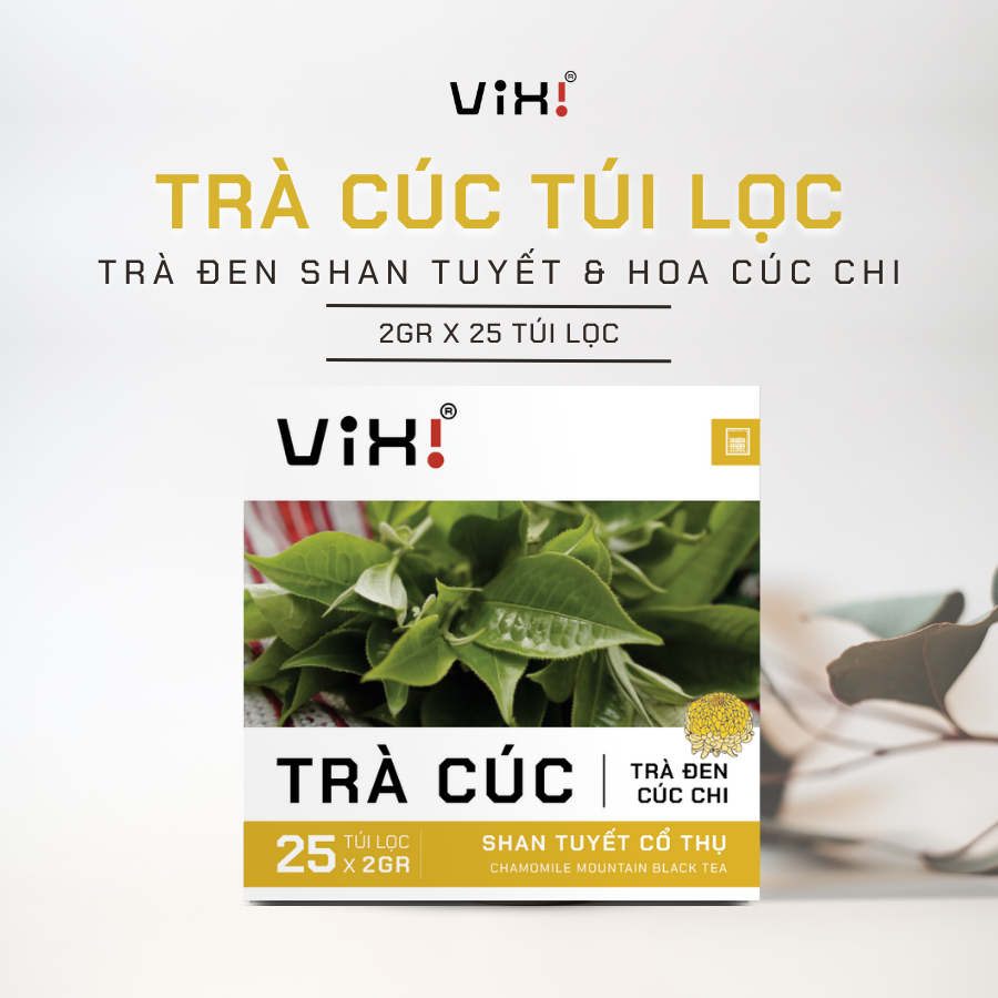 Vixi - Trà cúc shan tuyết cổ thụ, hoa cúc chi - Túi lọc 2gr x 25 - 50gr/hộp