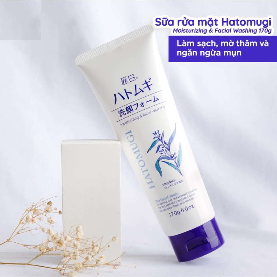 Sữa rửa mặt trắng da hạt Ý Dĩ Hatomugi Moisturizing & Facial Washing 170g