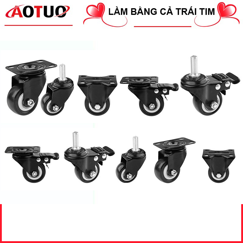 AOTUO Bộ 2 Bánh xe đa năng, bánh xe định hướng, bánh xe đẩy hàng 1.5inch và 2inch