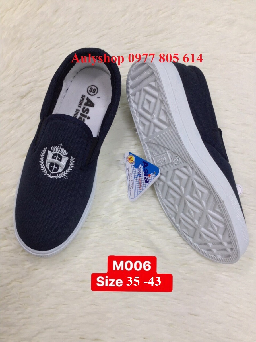 Giày vải bảo hộ lao động Asia size 35-43, giày ba ta nam nữ Asia xanh