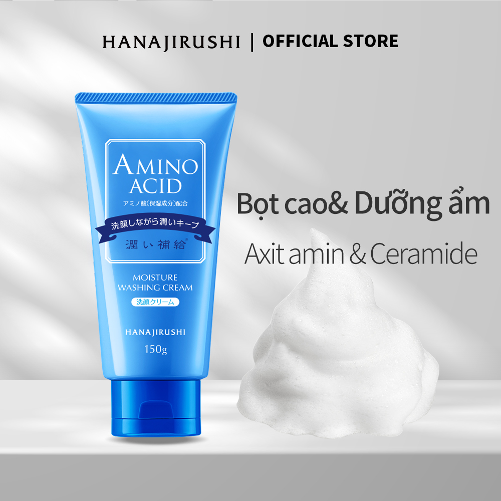 Sữa Rửa Mặt HANAJIRUSHI Chứa 11 loại axit amin tạo bọt dưỡng ẩm 150G Nhẹ nhàng và không gây kích ứng