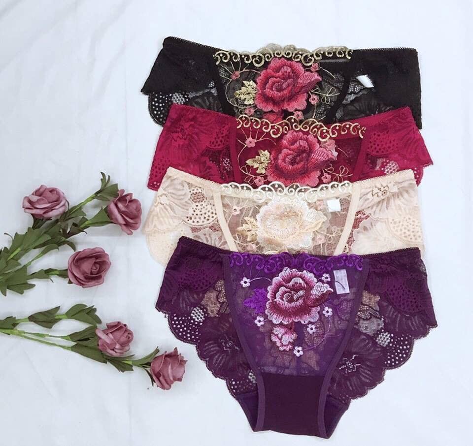 Combo 5 quần lót nữ, quần lót ren thêu hoa hồng siêu quyến rũ chất liệu cao cấp