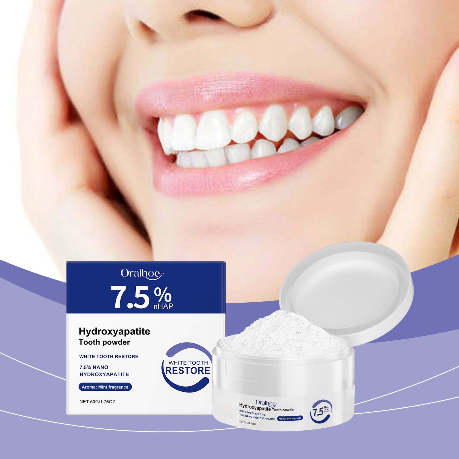 ORALHOE  Teeth Care Tooth Cleaning Powder   Gentle cleaning of teeth maintains freshness and protects teeth