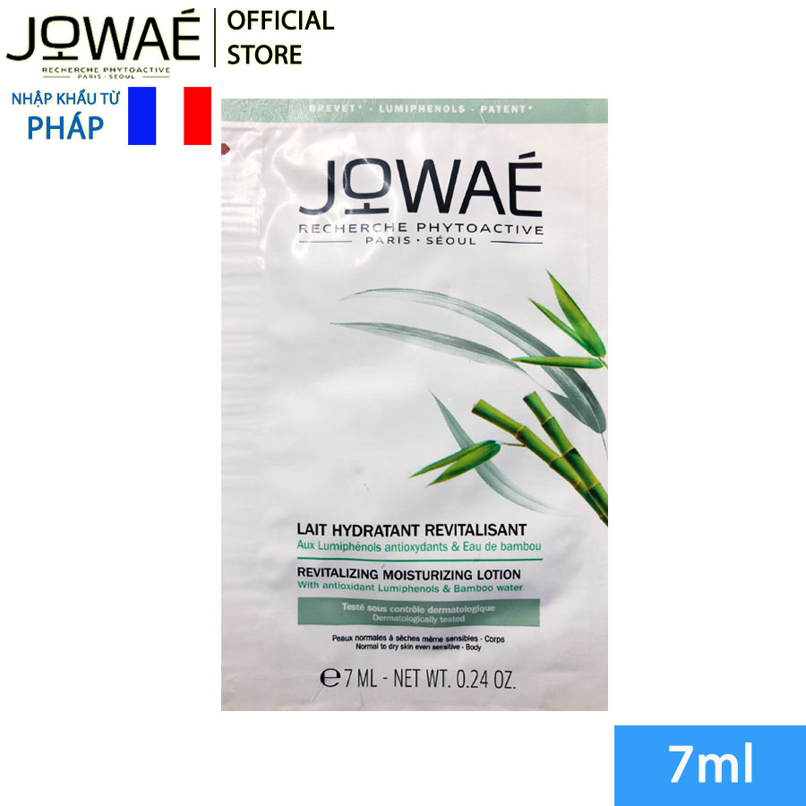 Mini size Sữa dưỡng thể sáng da JOWAE cấp ẩm tức thì làm dịu sáng hồng da 400ml Mỹ phẩm thiên nhiên nhập khẩu Pháp REVITALIZING MOISTURIZING LOTION 7ml
