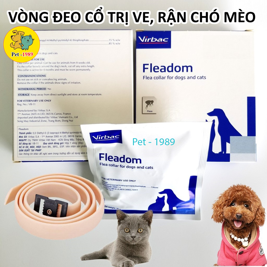 Fleadom của Virbac chống ve, chống rận, bọ chét, ghẻ cho chó, mèo  - Pháp. Pet-1989