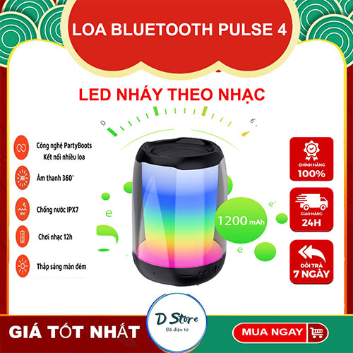 Loa Bluetooth Pulse 4 Mini, Led nháy theo nhạc, chất lượng âm cực hay