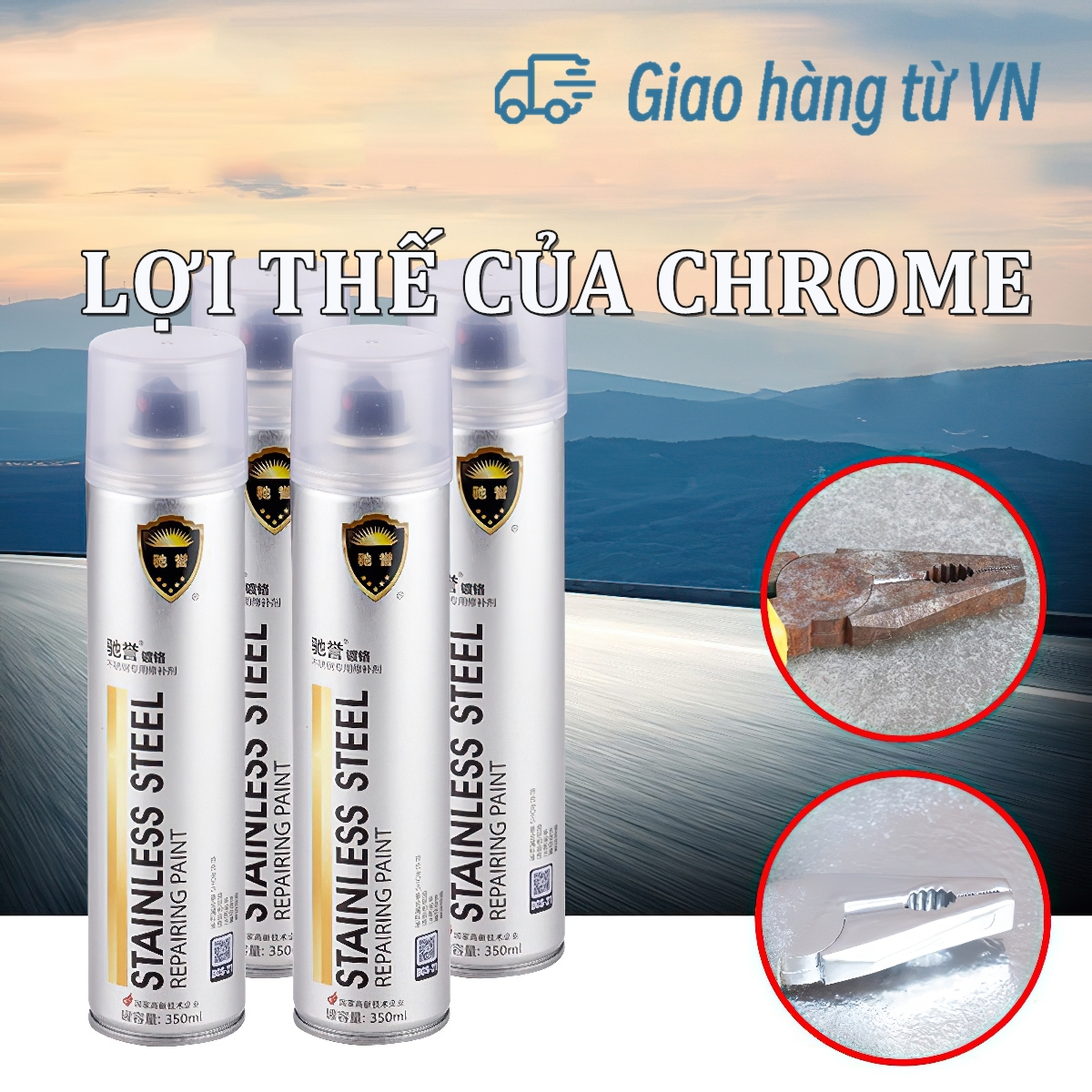 Sơn bạc mạ crom sơn xịt mạ chrome sáng bóng 350ml - chai sơn mạ siêu bóng