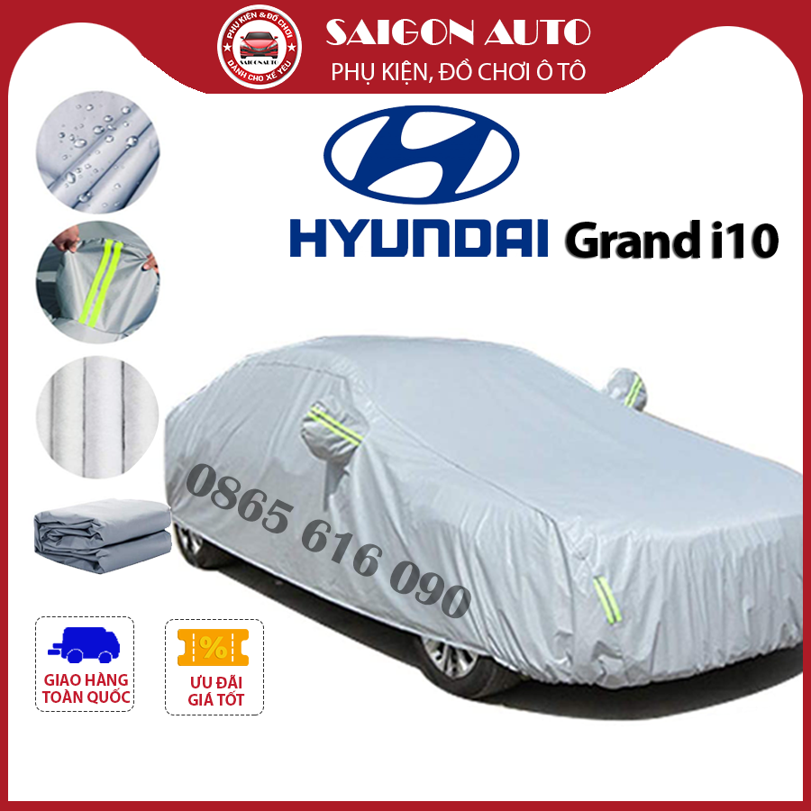 Bạt trùm xe ô tô Hyundai i10 vải dù oxford cao cấp , áo bạt phủ trùm che kín che nắng,mưa
