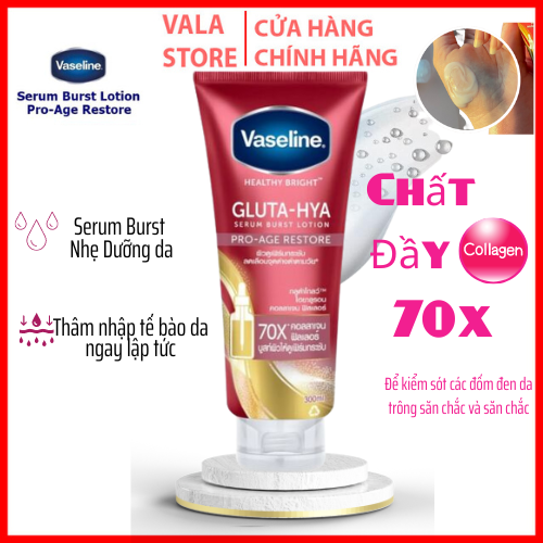 [Mẫu Mới 2023] Sữa dưỡng thể Siêu Trắng 70x Collagen Vaseline Gluta Hya Pro Age Restore 70X Trắng Da Chống Lão Hoá