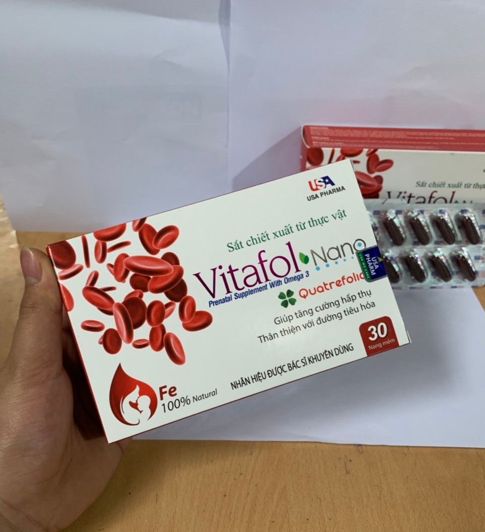 VITAFOL NANO WITH OMEGA 3 sắt chiết xuất từ thực vật ,giúp tăng cường hấp thu ,thân thiện đường tiêu hóa .