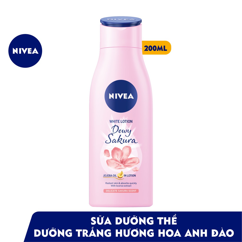 Sữa dưỡng thể dưỡng trắng da Nivea Dewy Sakura 200ml (Mẫu Mới)