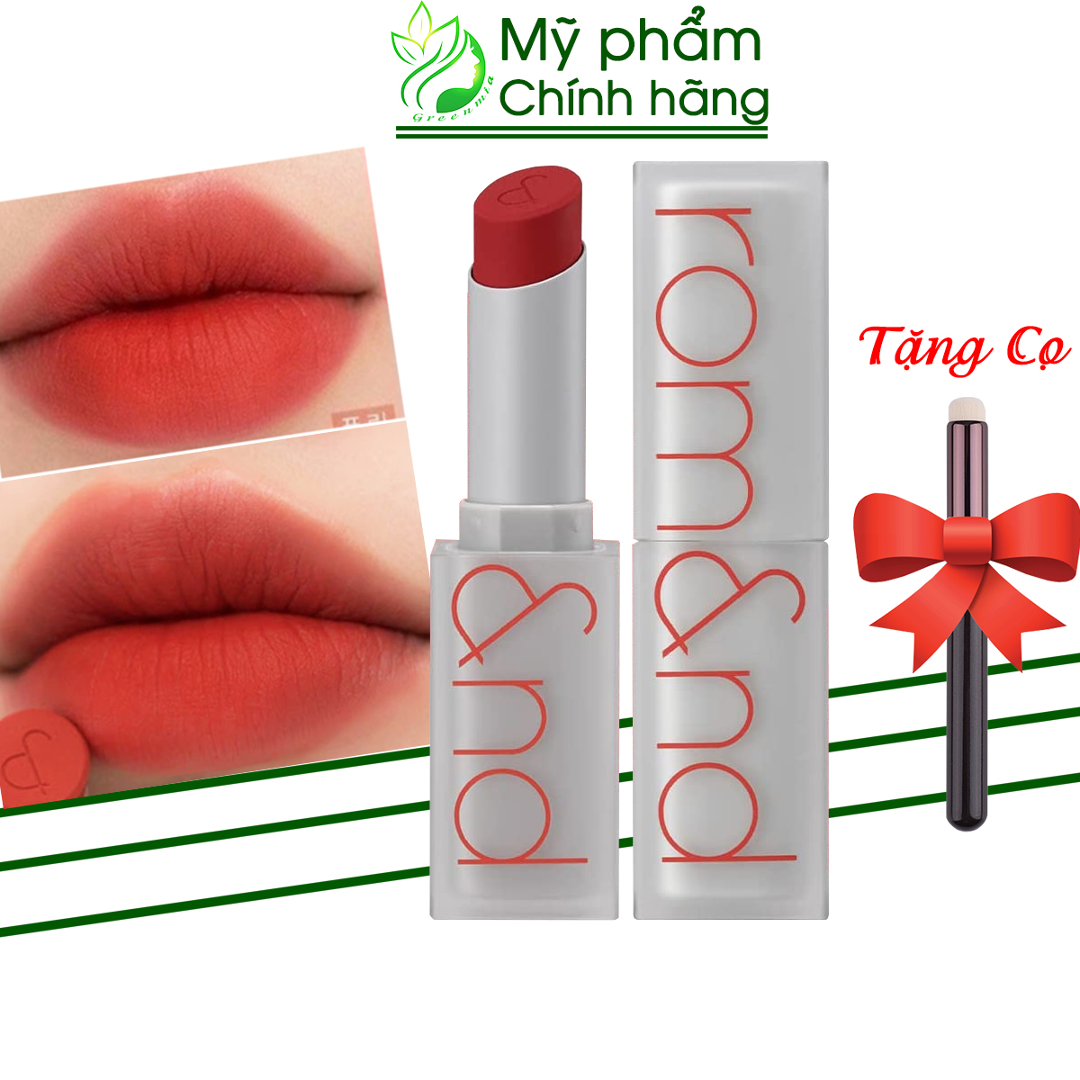 Son Thỏi Romand Zero Matte Lipstick Son Lì Mịn Màu 16 Dazzle Red Đỏ Cam Chính Hãng