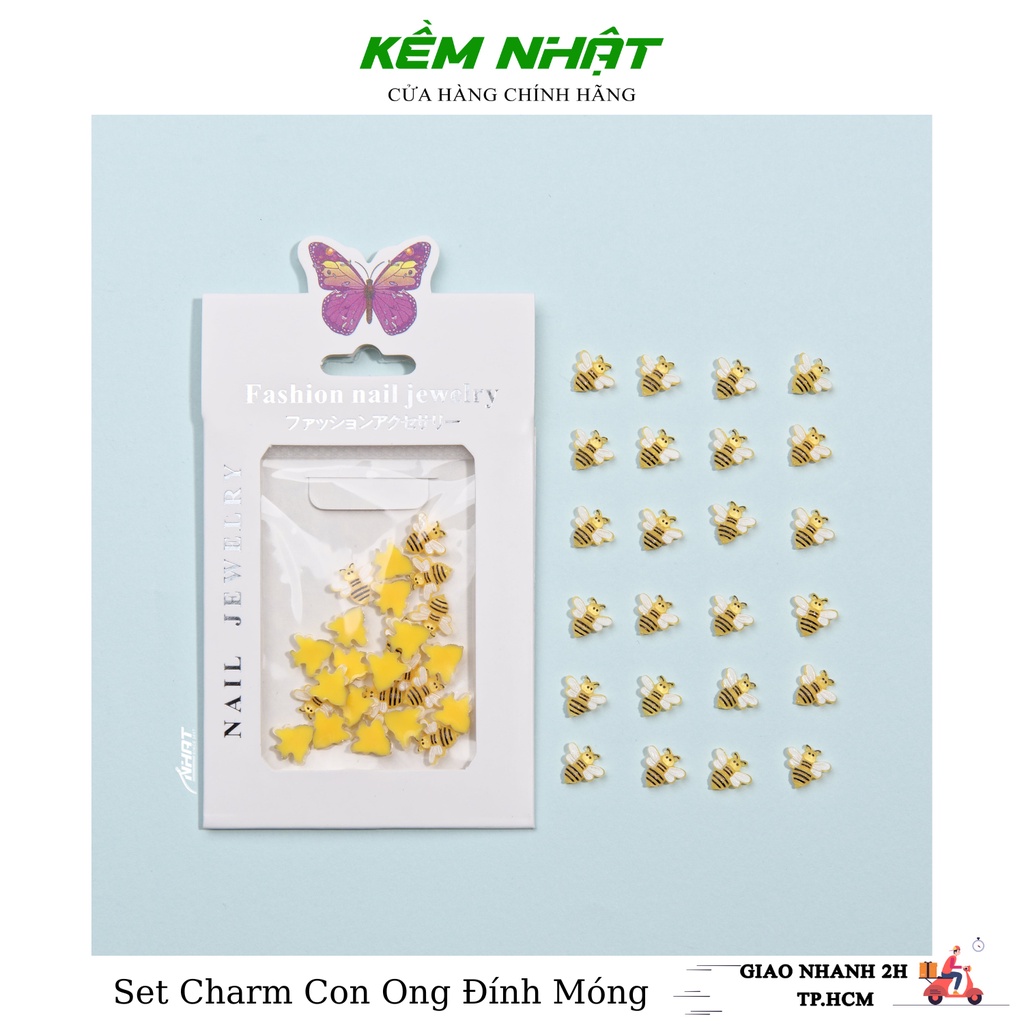 Set charm con ong đính móng