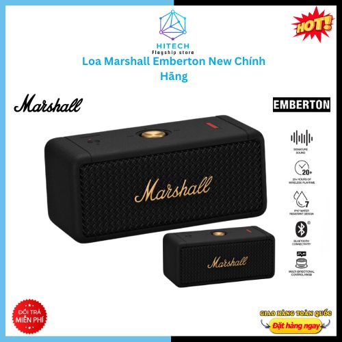 ·loa marshall emberton chính hãng | loa bluetooth cao cấp mini chống nước ipx7 di dộng marshall emberton bluetooth 5.0 | công suất 20w class d,âm thanh true stereophonic với 2 củ loa toàn dải 2 inch dynamic kết hợp 2 passive radií
