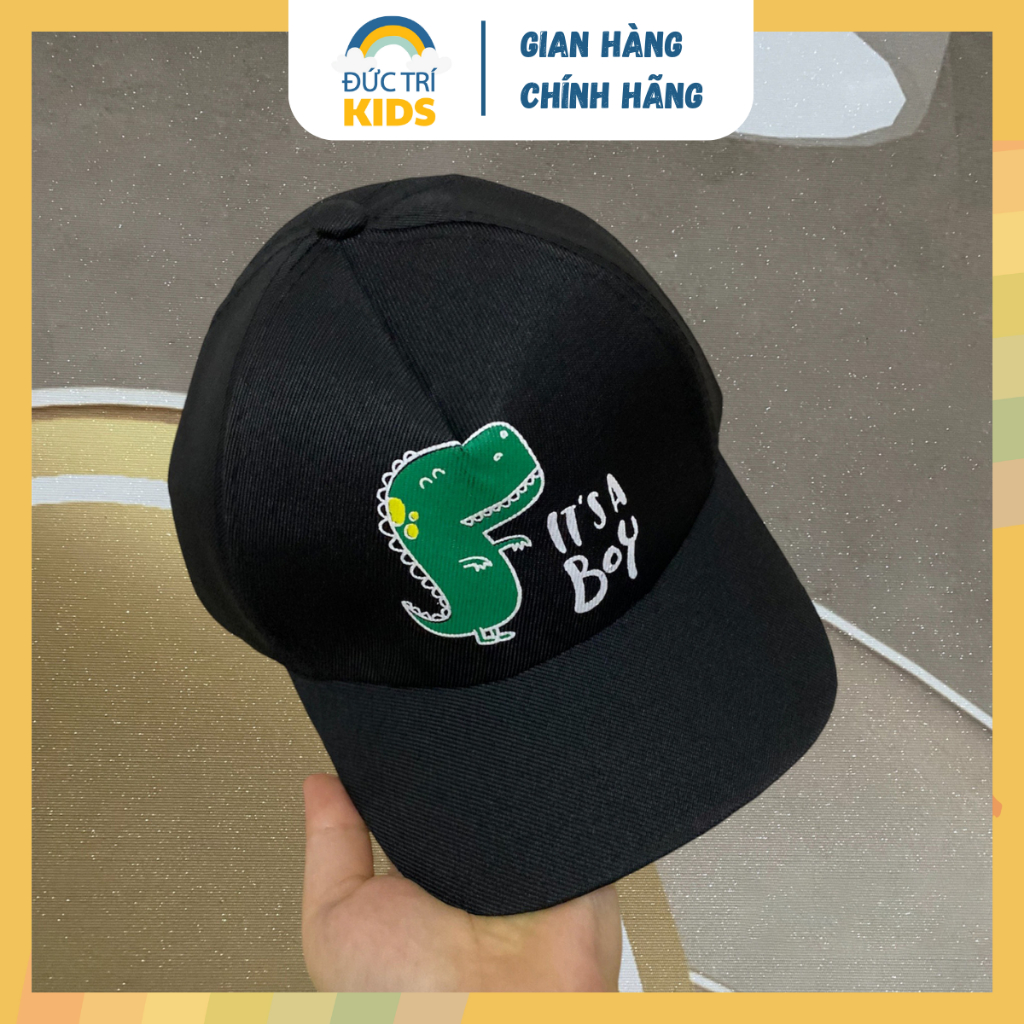Mũ lưỡi trai cho bé trai bé gái thời trang trẻ em dễ thương hình khủng long màu đen, trắng (7-23kg)