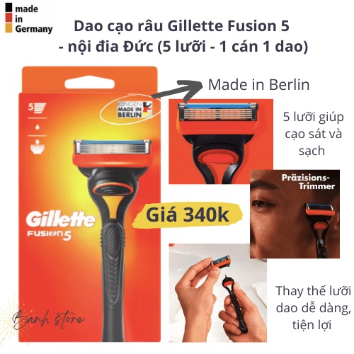 Dao cạo Gillette Fusion 5 - Hàng Đức chuẩn