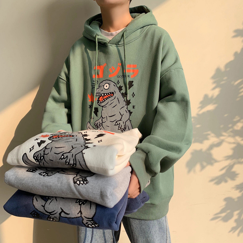 Áo Hoodie Nam Nữ dáng vai rộng tay dài in hình khủng long Mabu chất nỉ bông ấm phù hợp streetstyle