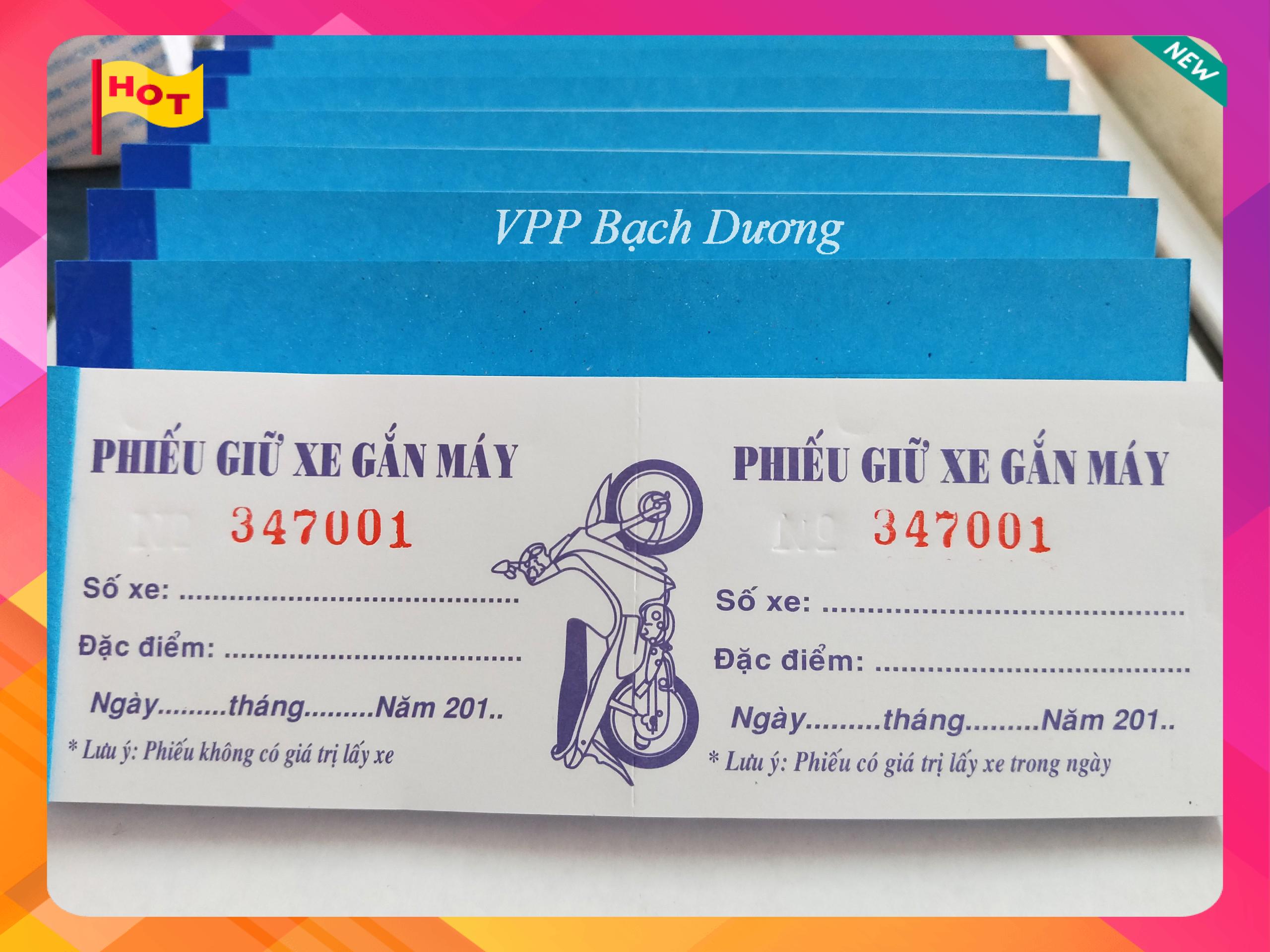 Phiếu Giữ Xe Máy Nhỏ - 10 cuốn- Phiếu gửi xe máy nhỏ