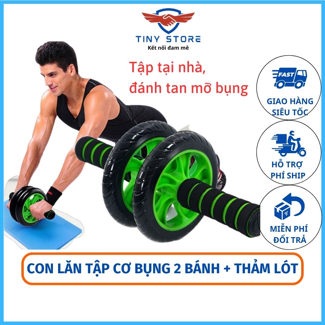 Con lăn tập cơ bụng 2 bánh đa năng, con lăn tập bụng tập tại nhà