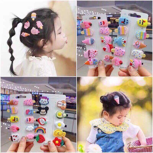 Set 10 kẹp tóc đáng yêu cho bé 1 vỉ 10 kẹp