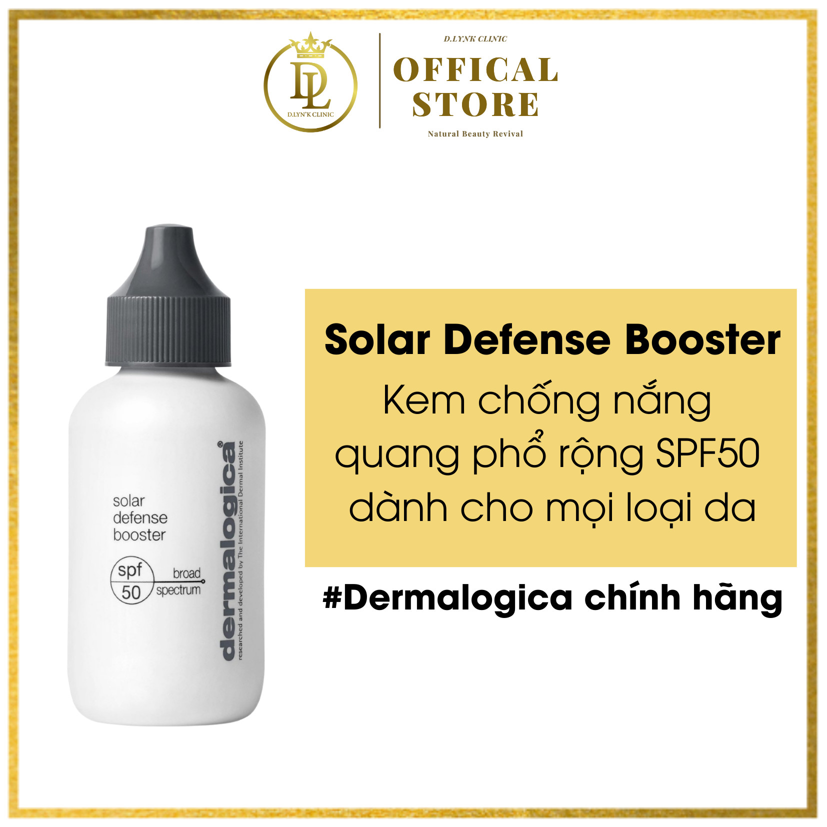 Kem chống nắng quang phổ rộng dạng lỏng nhẹ nhanh thấm, không bệt trắng, có thể trộn với kem dưỡng ẩm Dermalogica Solar Defense Booster SPF50 50ml