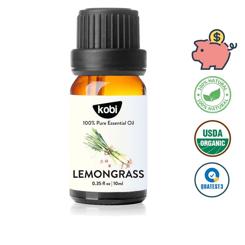 Tinh dầu Sả Chanh Kobi Lemongrass essential oil nguyên chất giúp khử mùi, thanh lọc không khí, làm thơm phòng, đuổi muỗi hiệu quả -10ml