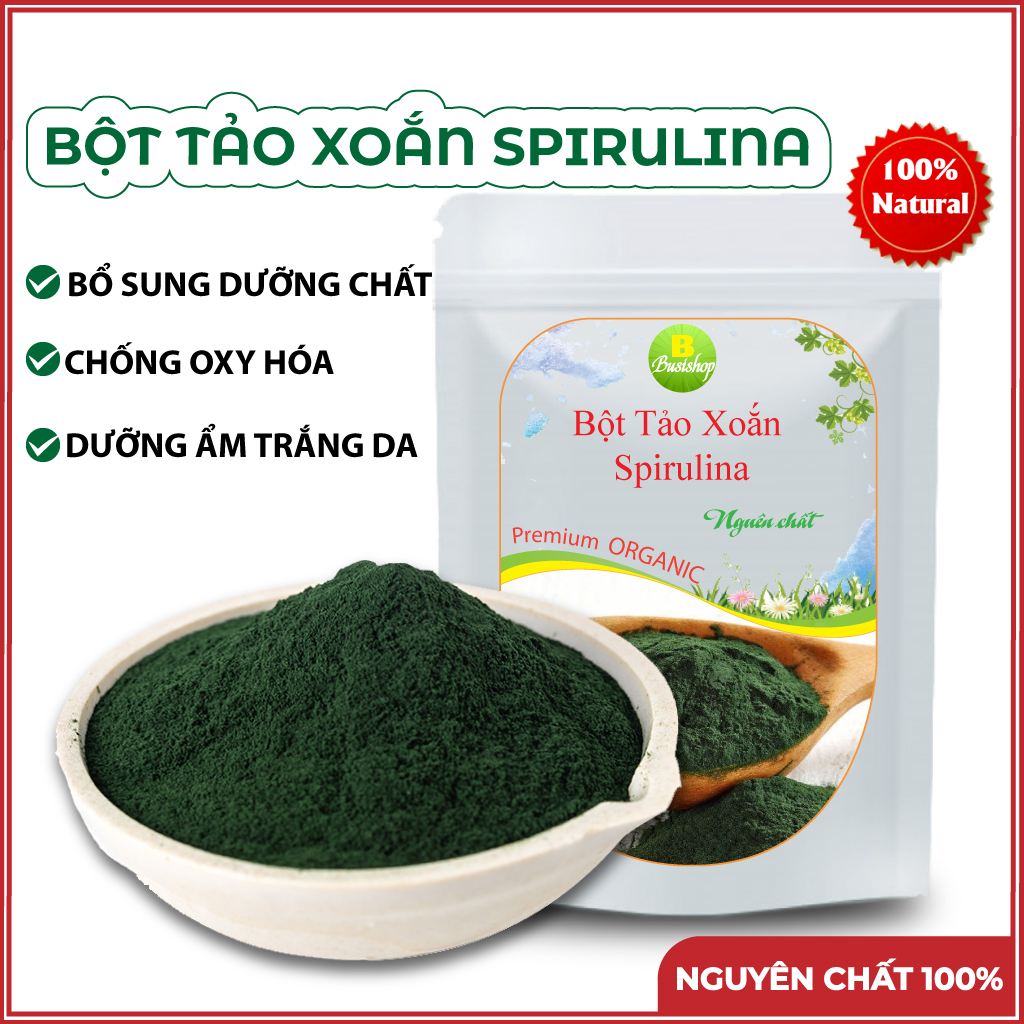 Bột tảo xoắn spirulina nguyên chất 100g nhập khẩu, bột tảo xoắn nhật
